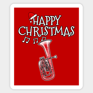 Christmas Tenor Horn Brass Musician Santa Hat Xmas Sticker